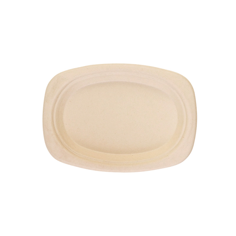 Biodegradable Sugarcane Bagasse Pulp Plate Disposable Oval Plate Compostable Food Tray