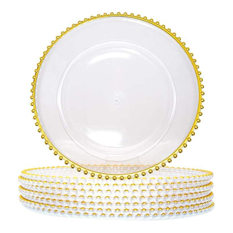 Beaded Gold Rim Disposable Plate