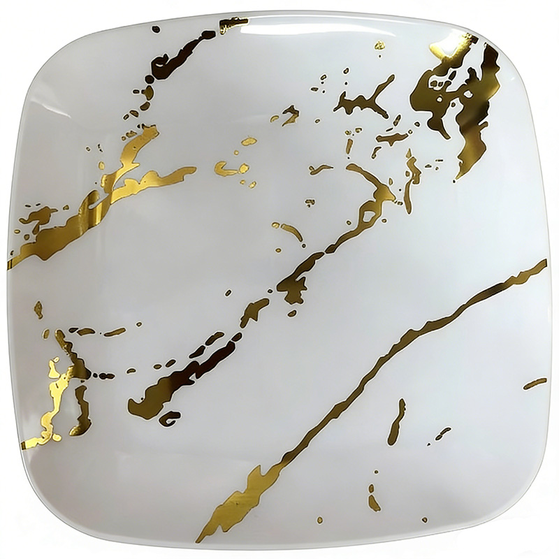 Gold Marble Disposable Plastic Plate